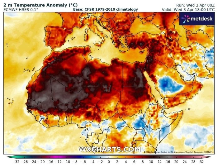 3 aprel kuni Malida +49° S havo harorati qayd etildi