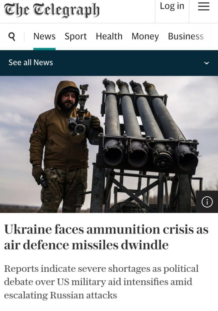 Ukrainada oy oxirigacha havo hujumidan mudofaa tizimlari uchun raketalar tugaydi – The Telegraph